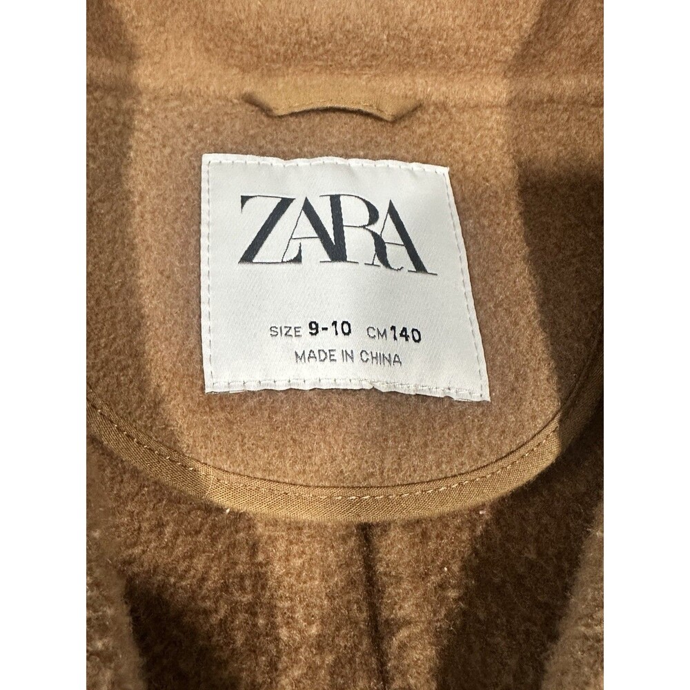 Zara Kids Camel Brown Long Coat Jacket Size 9-10 140 cm Button Front